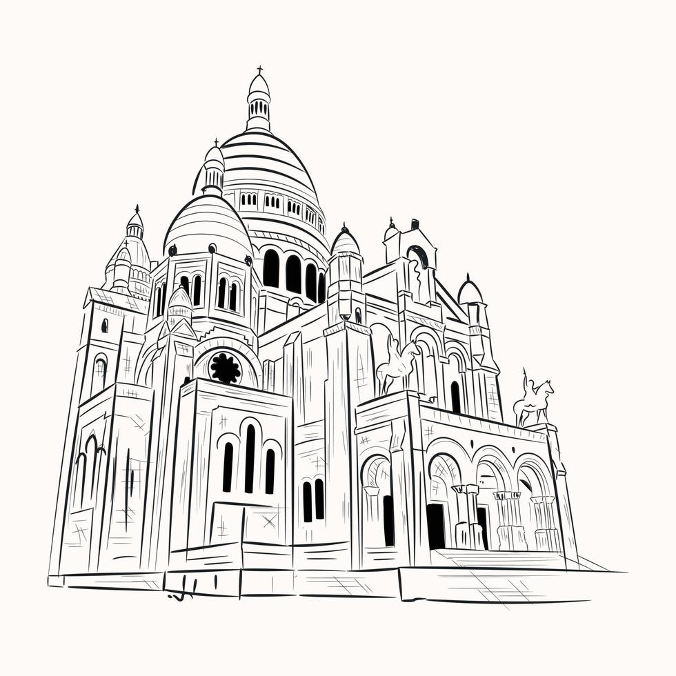 edificio religioso, ilustración dibujada a mano de la catedral de berlín vector