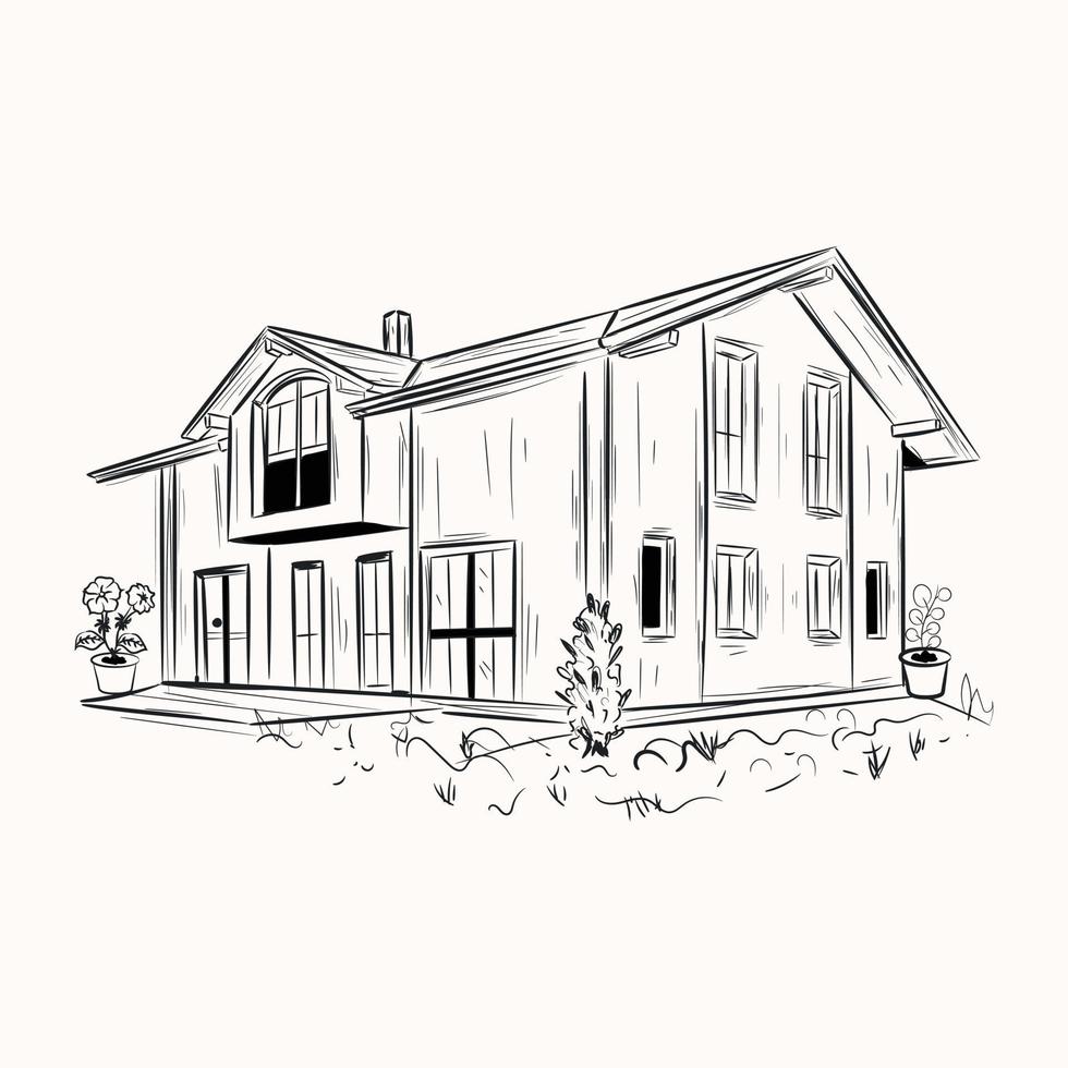 A scalable hand drawn illustration of house vector