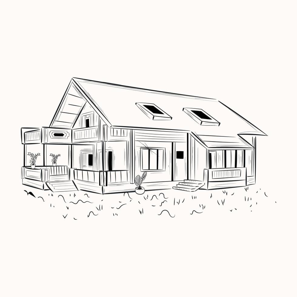 A scalable hand drawn illustration of house vector