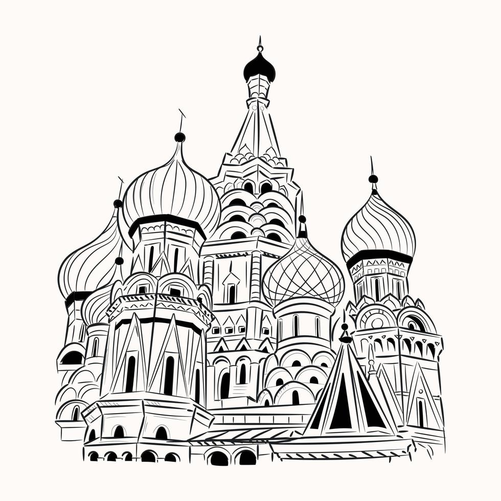 A well-designed illustration of st basil cathedral, hand drawn design vector