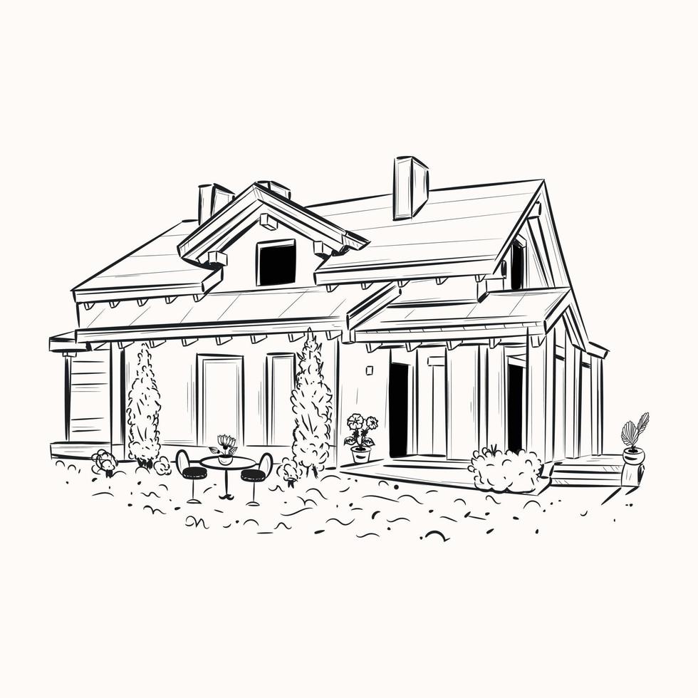 A scalable hand drawn illustration of house vector