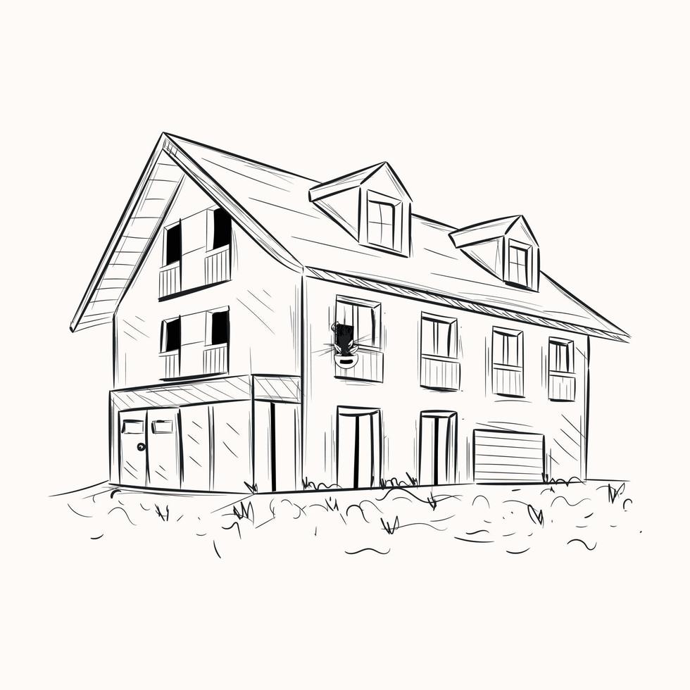 A scalable hand drawn illustration of house vector