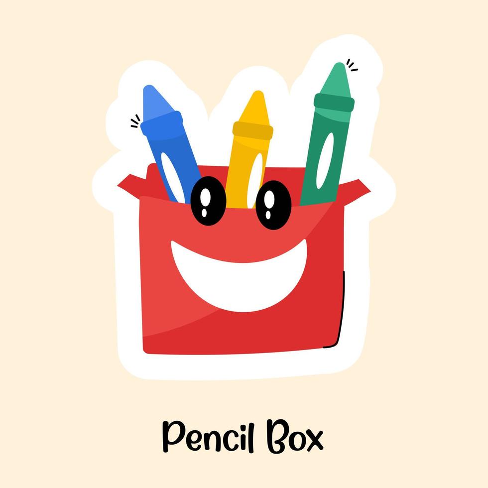 Grab this amazing flat sticker of pencil box vector