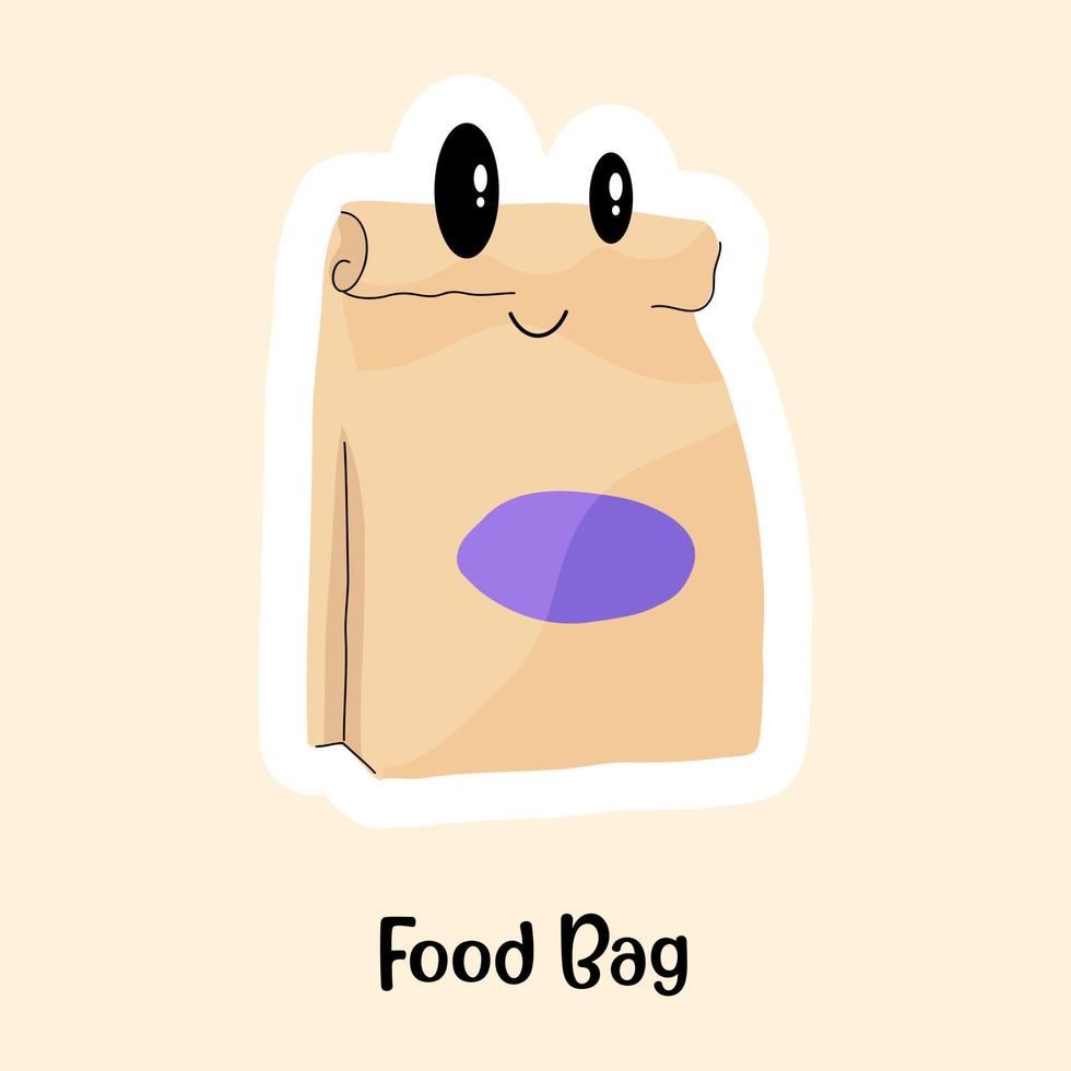 una pegatina plana bien diseñada de una bolsa de comida vector