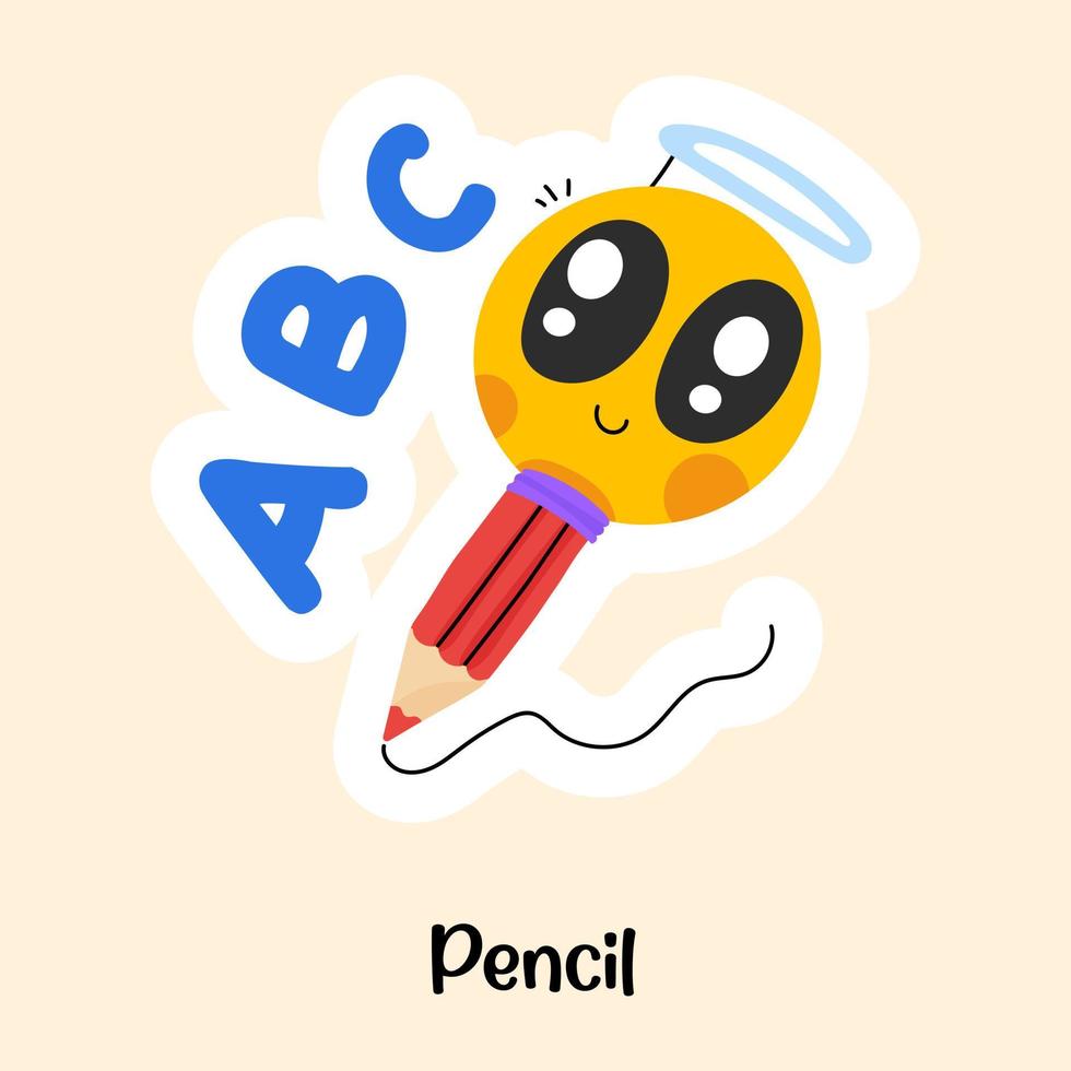 Have a look at this trendy flat sticker of pencil vector