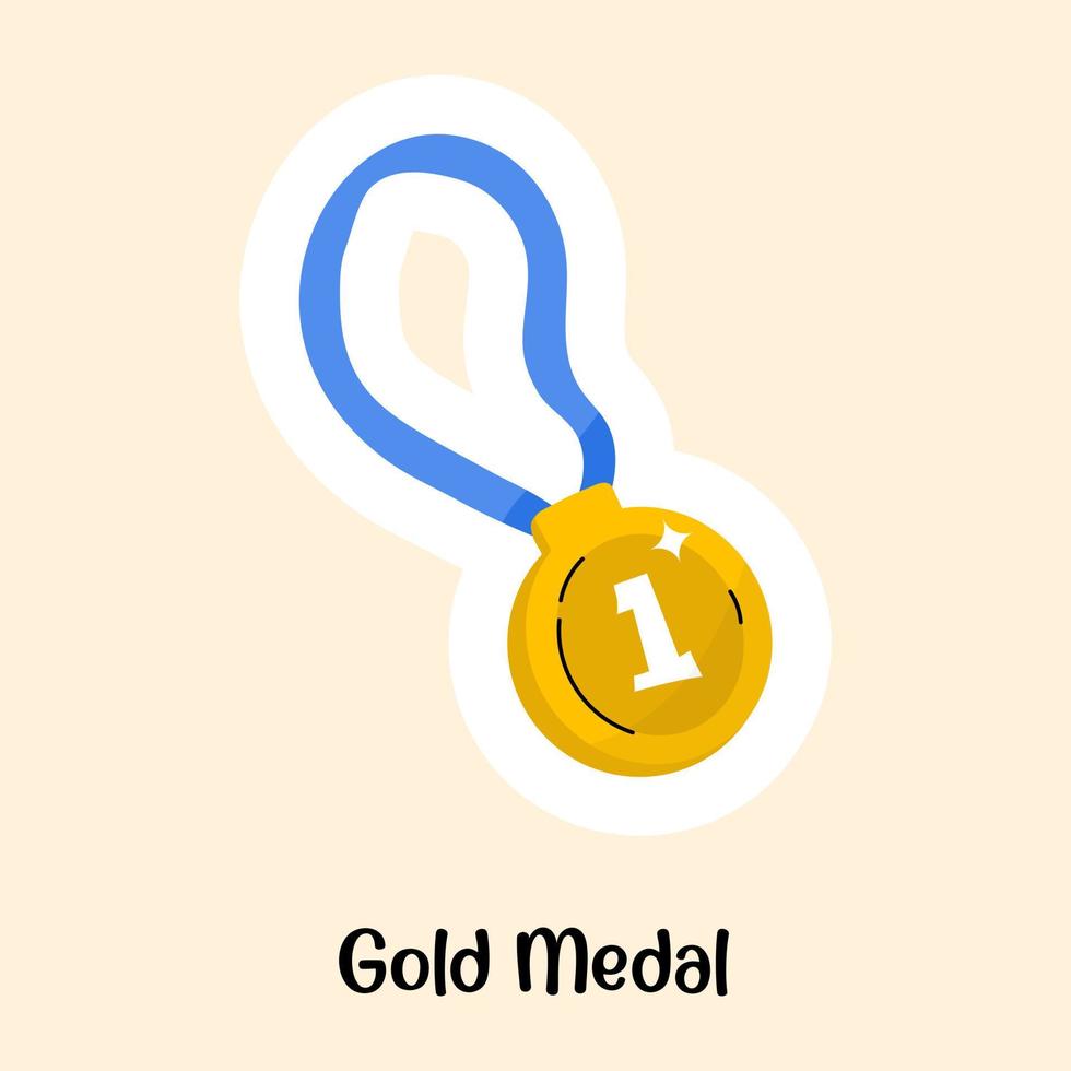 una pegatina plana de moda de medalla de oro, diseño vectorial vector