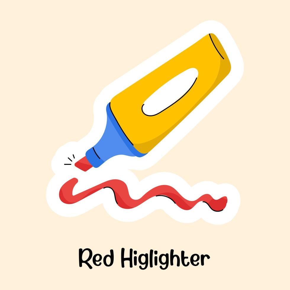 A well-designed flat icon of red highlighter vector
