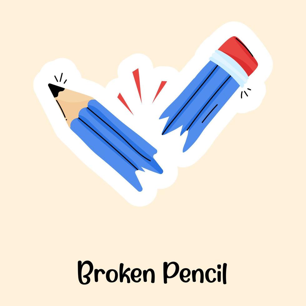 School supplies, flat sticker of pencil scale vector