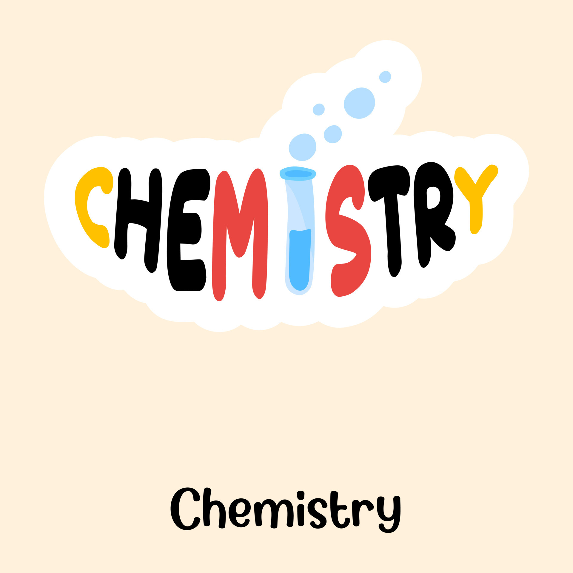 Chemistry word with test tube, flat sticker 7190118 Vector Art at Vecteezy