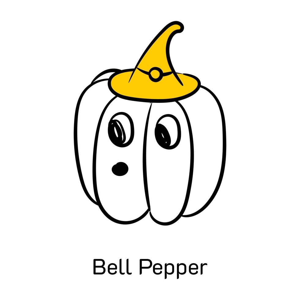 Food ingredient, hand drawn icon of bell pepper vector