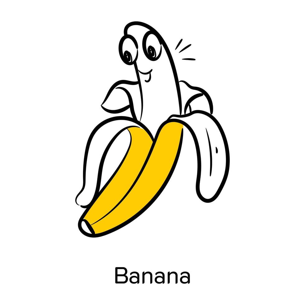 Check this cute hand drawn icon of banana vector