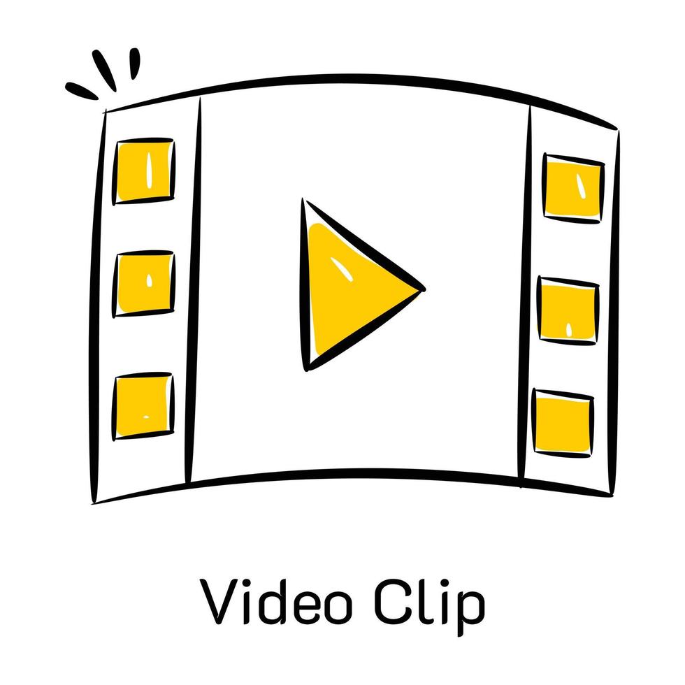 Video clip hand drawn icon in vector format