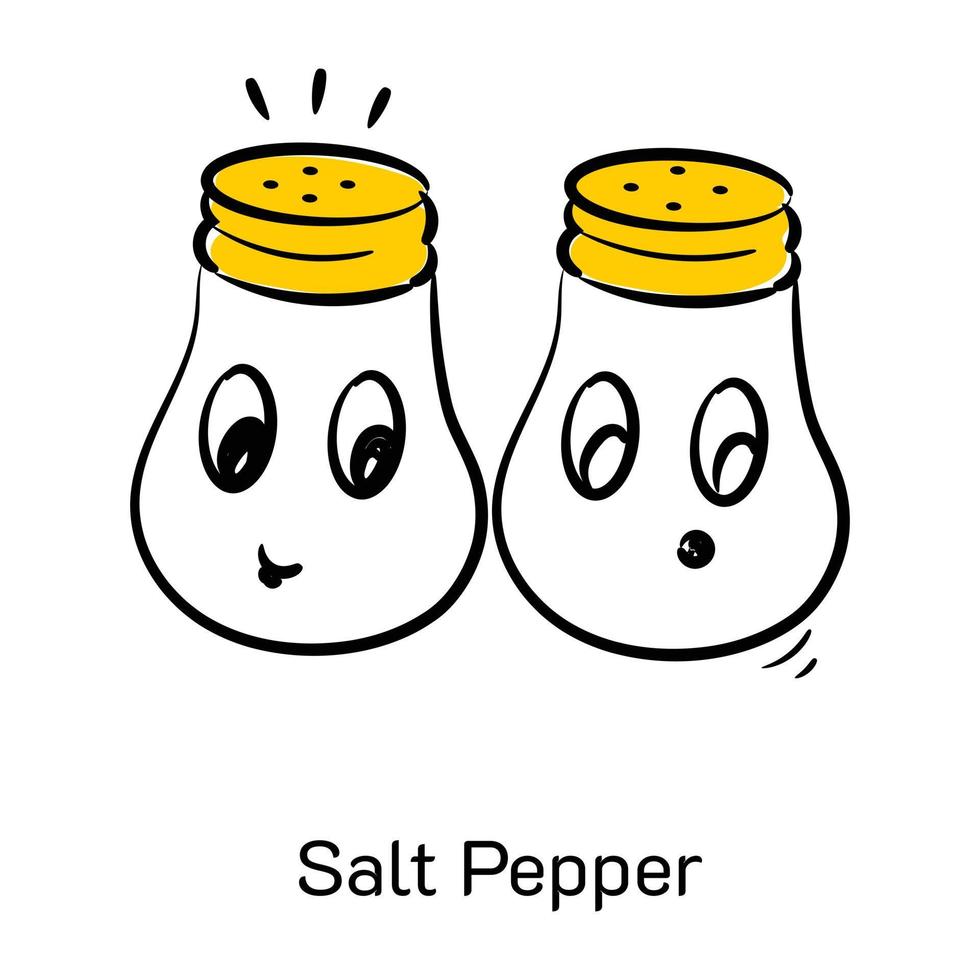 un lindo icono de garabato visualmente atractivo de sal pimienta vector