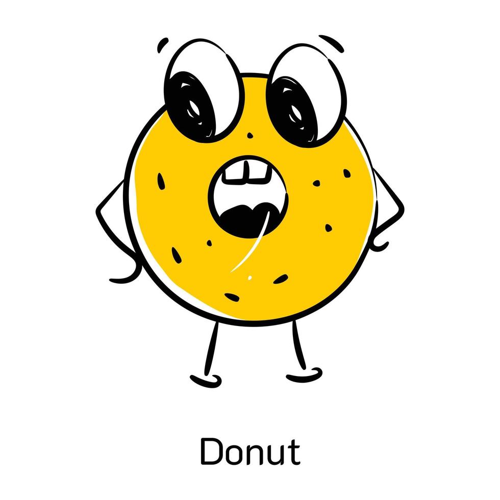 A captivating cute icon of donut in doodle style vector