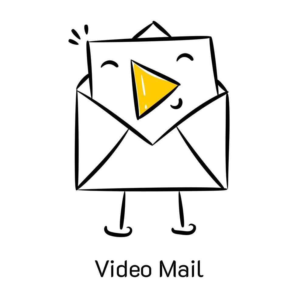 Grab this amazing hand drawn icon of video mail vector