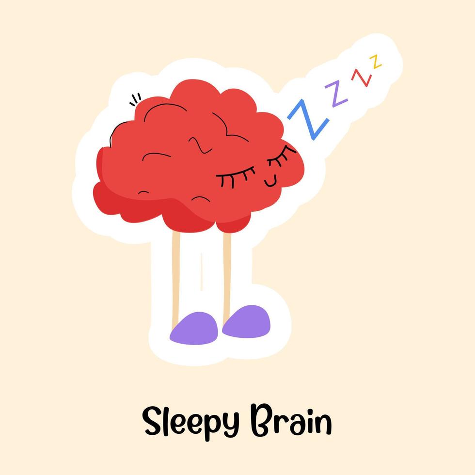 A very cute sticker of sleepy brain vector