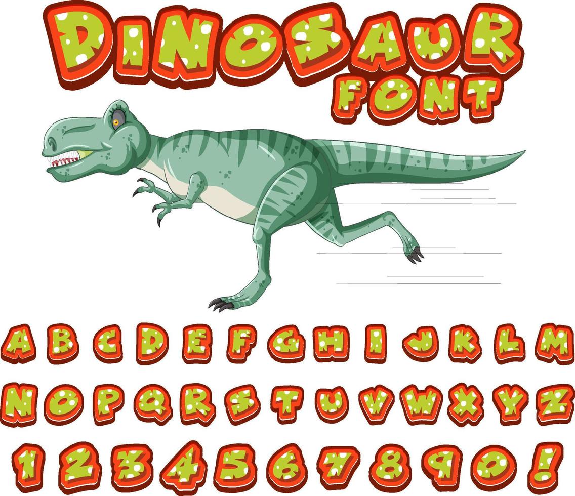 diseño de fuente para alfabetos ingleses en carácter de dinosaurio vector