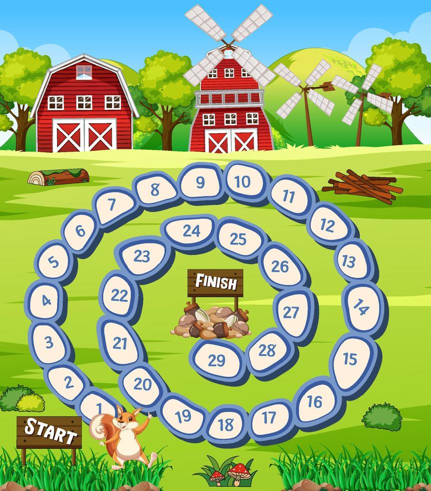 A farm boardgame template vector