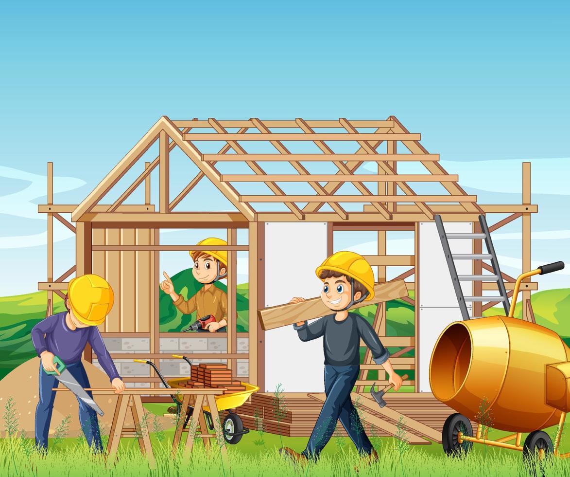 Building construction site background vector