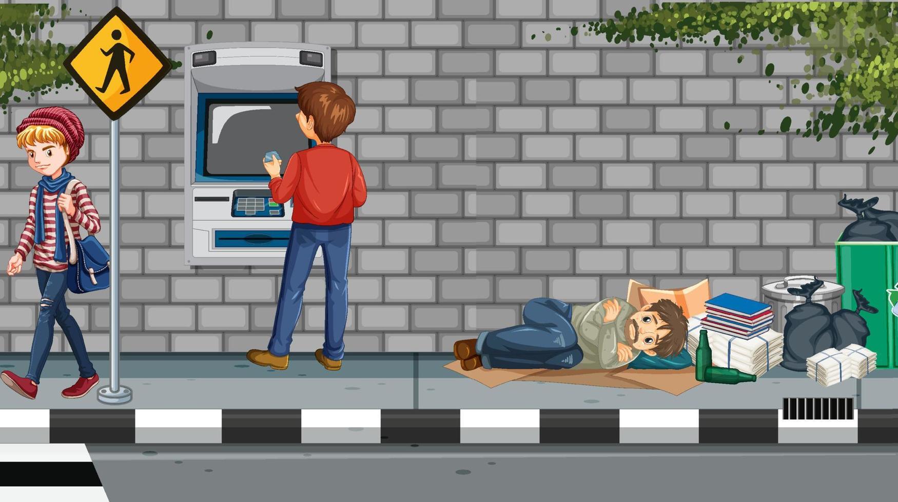 Homeless people in the city vector