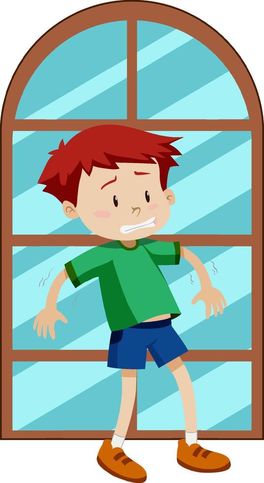 A boy scared and nervous cartoon character vector