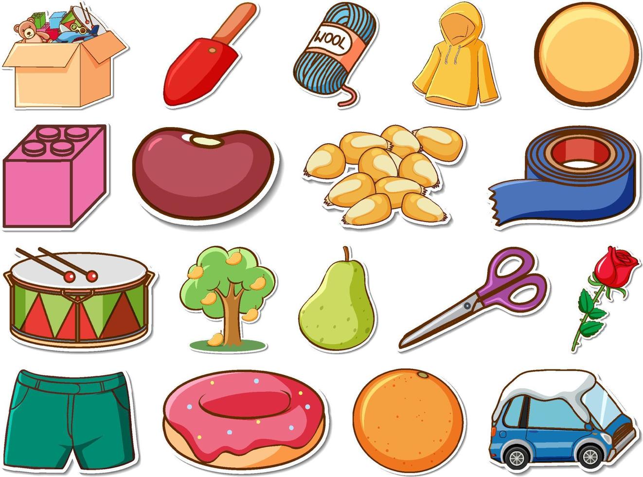 Sticker set of mixed daily objects vector