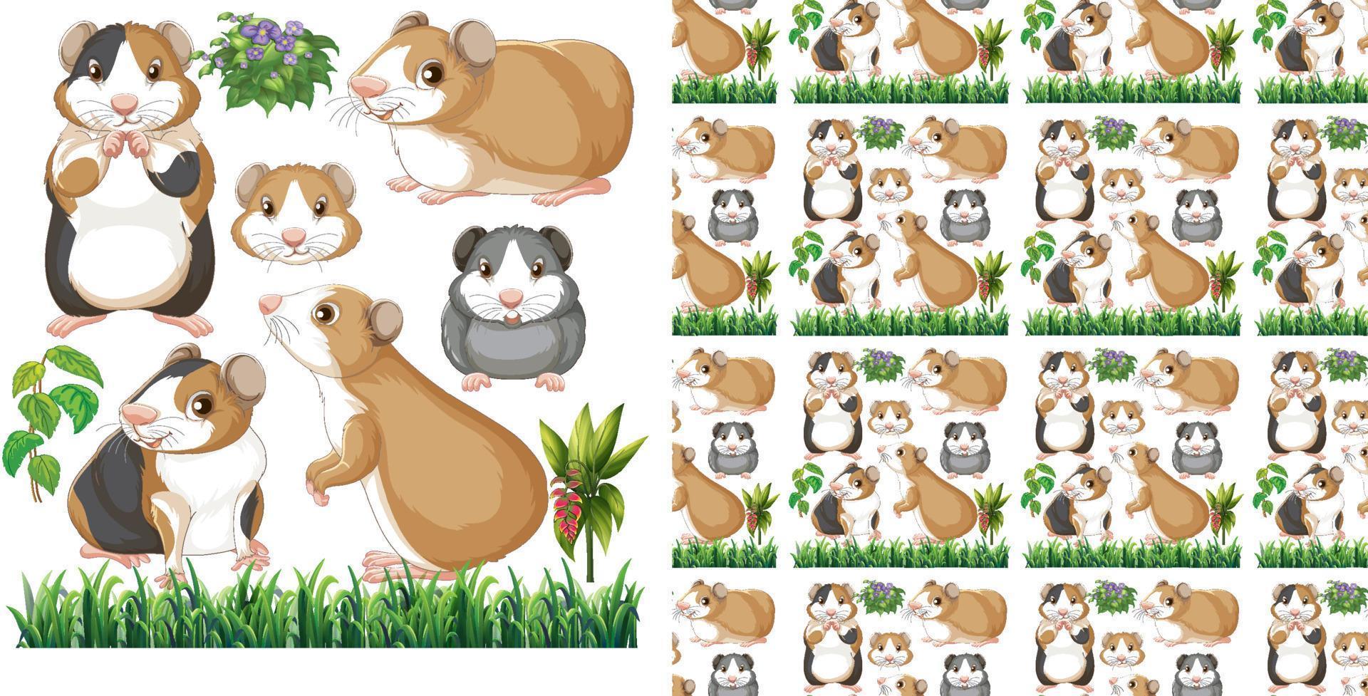 Seamless pattern with cartoon wild animals vector