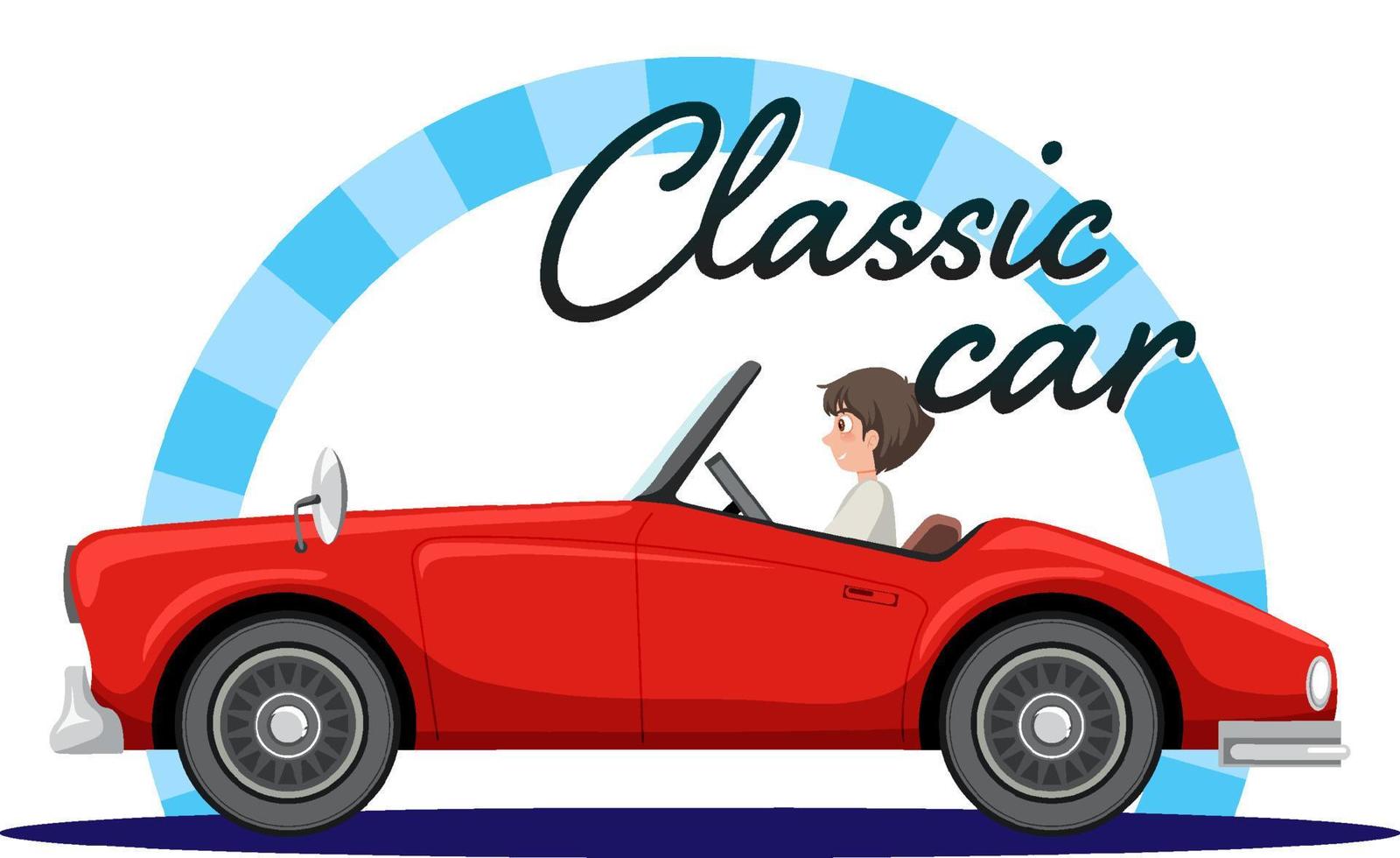 Classic car with driver on white background vector