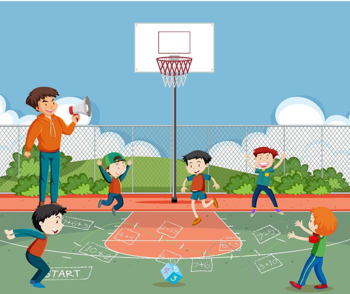 Kids doing physical activity vector