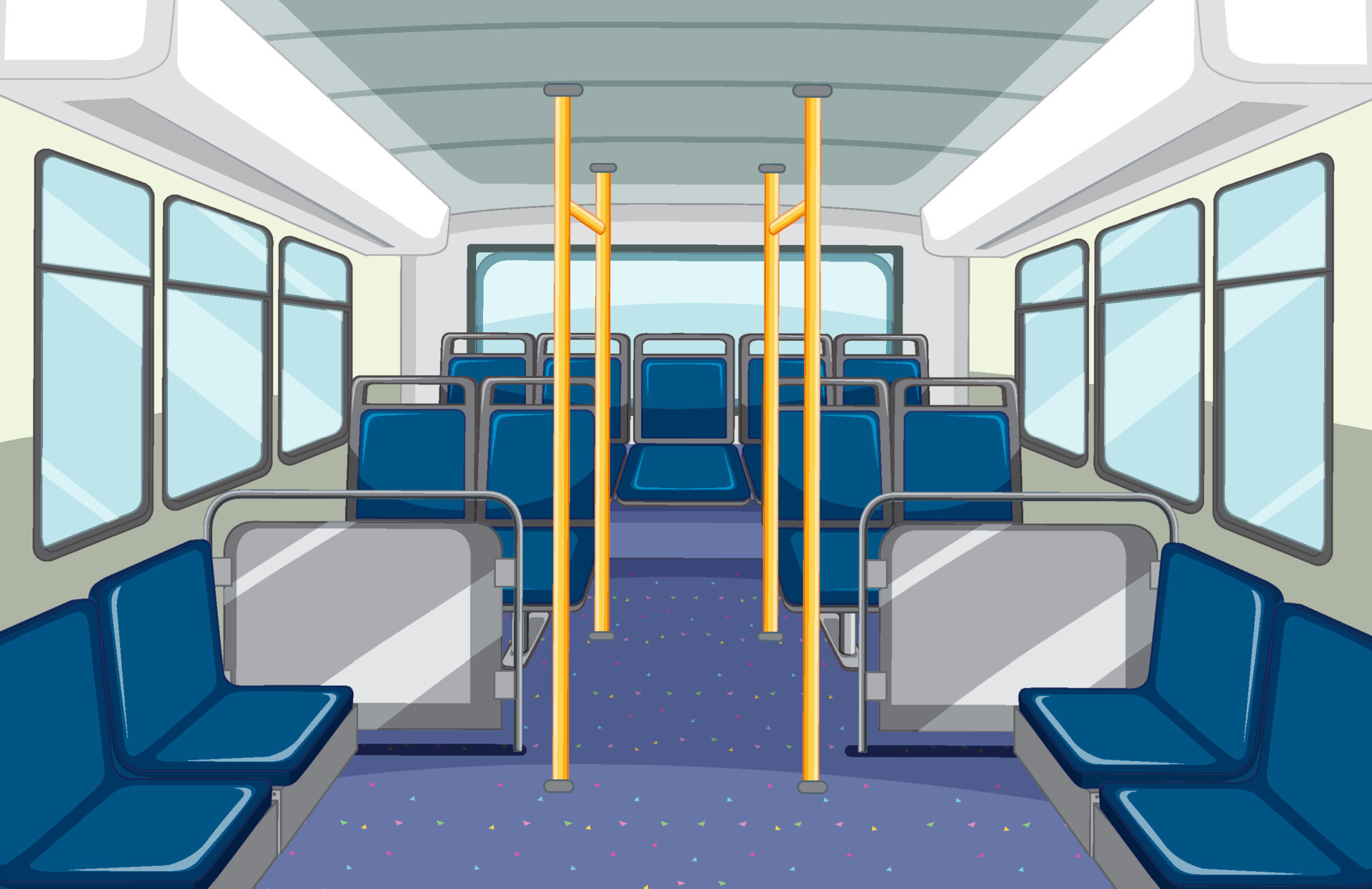Bus interior with empty blue seats 7190366 Vector Art at Vecteezy Bus interior with empty blue seats 7190366 Vector Art at Vecteezy