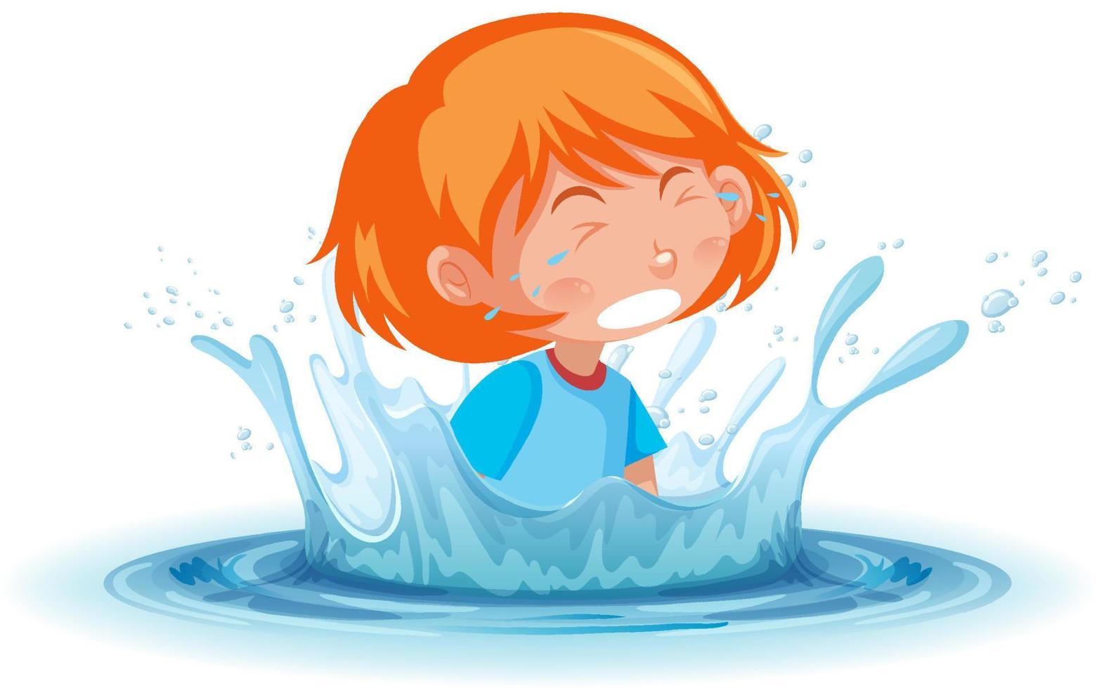 A water splash with a kid drowning on white background vector