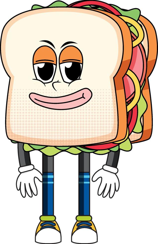 A sandwich cartoon character on white background vector