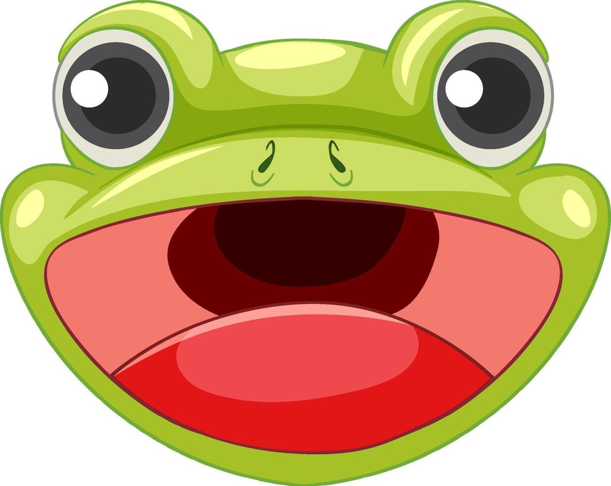 Cartoon face of green frog vector