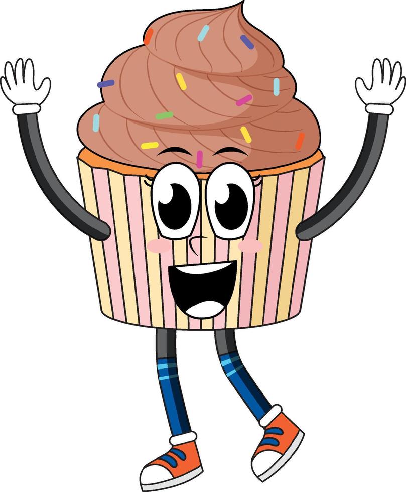 Cupcake with brown cream vector