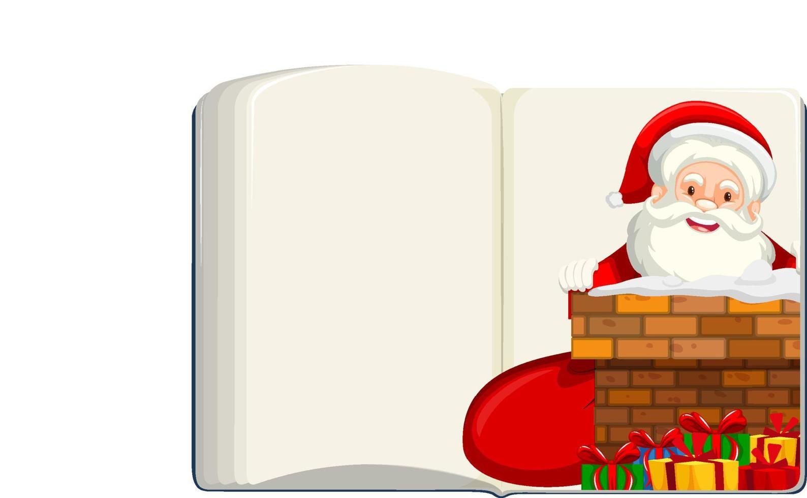 libro en blanco abierto con santa claus vector