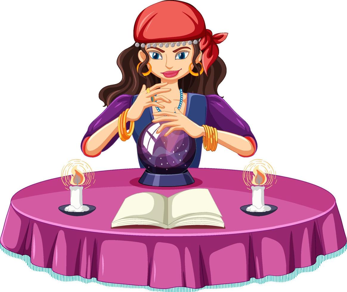 Fortune teller with crystal ball vector