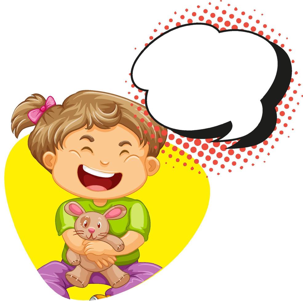 Speech bubble template with girl smiling vector