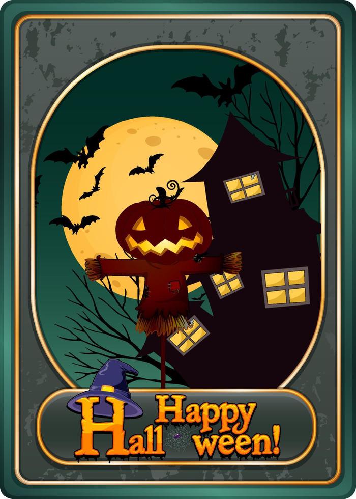 Happy Halloween game card template vector