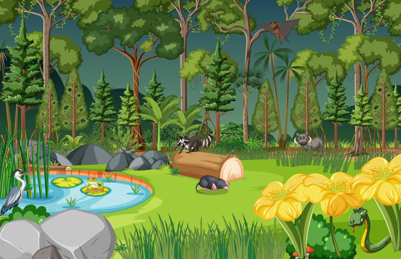 Forest scene with wild animals vector