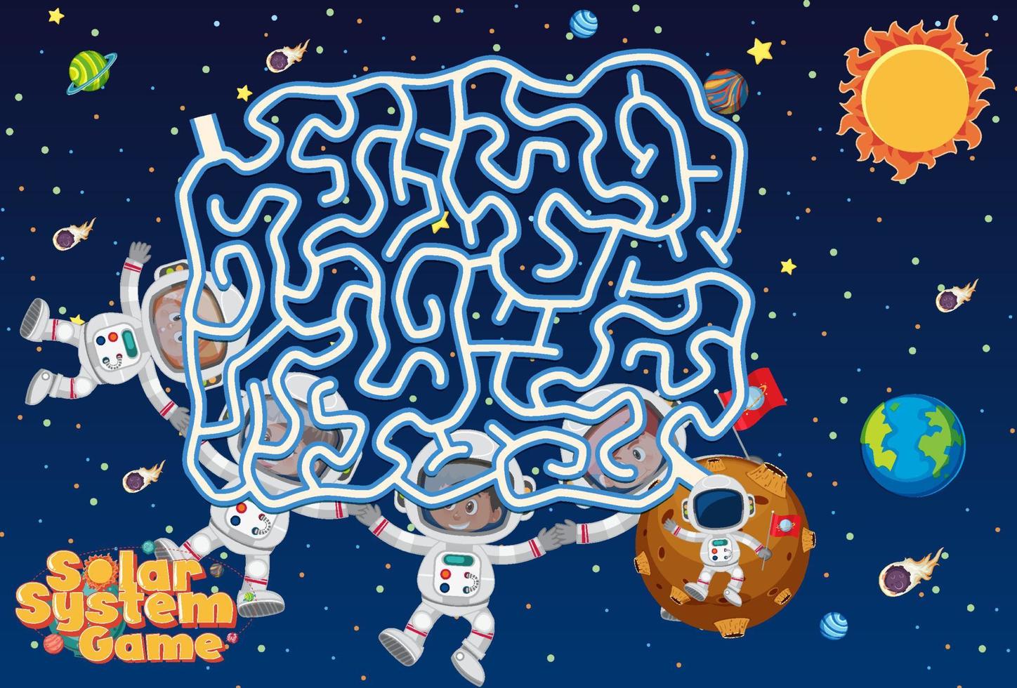 Game template with space theme background vector