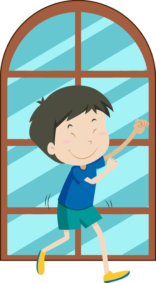 Happy boy simple cartoon character vector