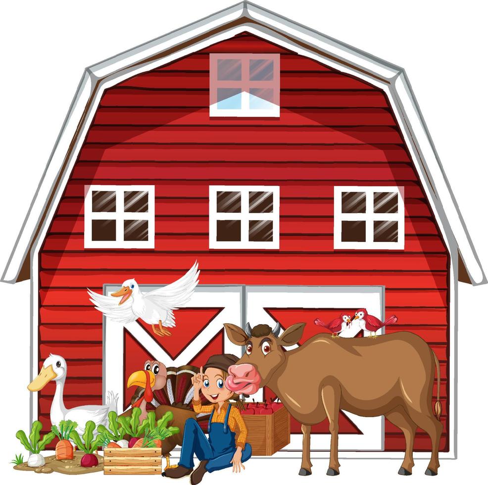 tema agrícola con animales vector