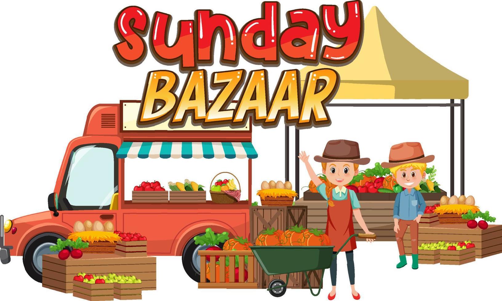 Flea market concept with fruit shop vector