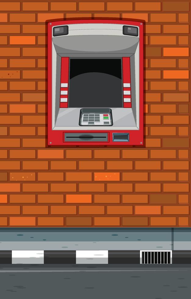 Empty scene with ATM on street in the city vector