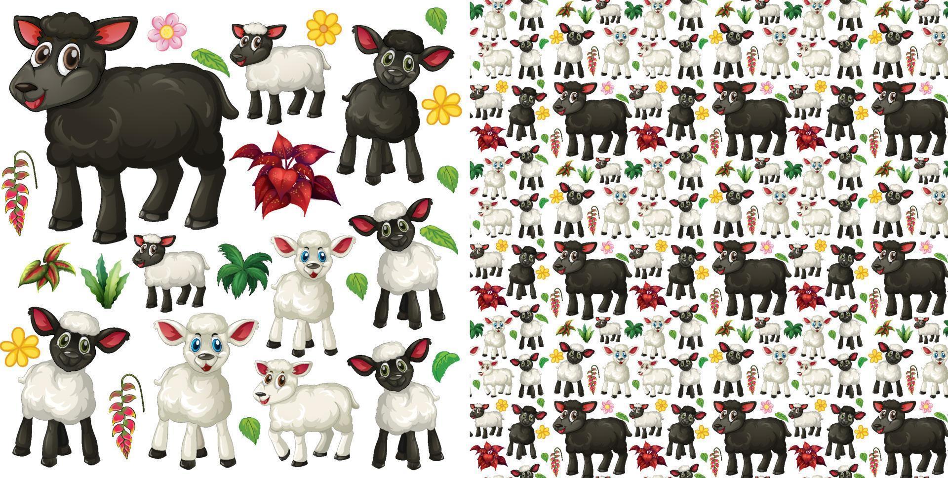 Cute animals cartoon seamless background vector