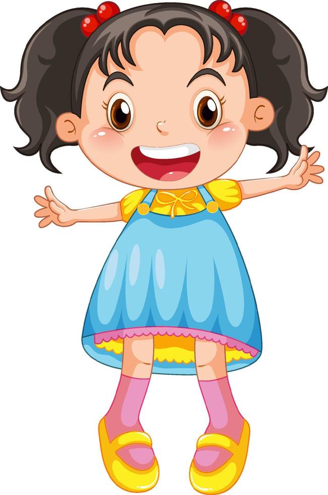 Cute happy girl cartoon character jumping vector