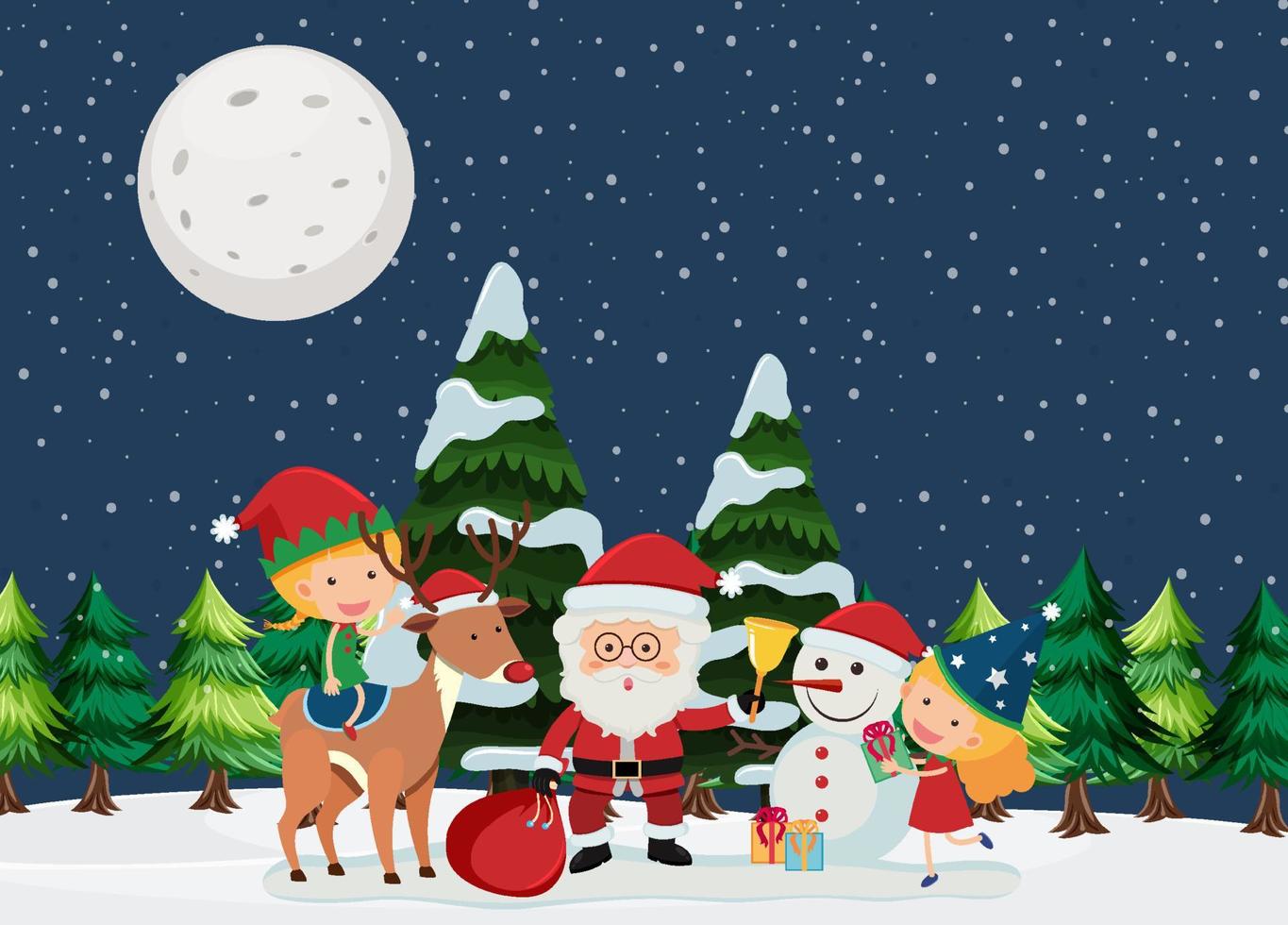 Christmas holidays with Santa and snowman vector