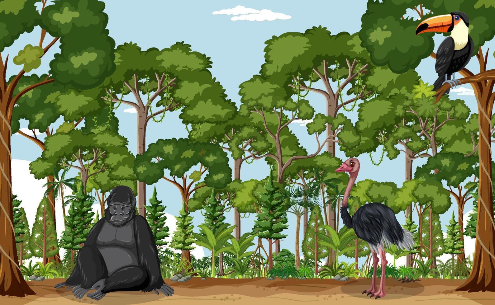Forest scene with wild animals vector