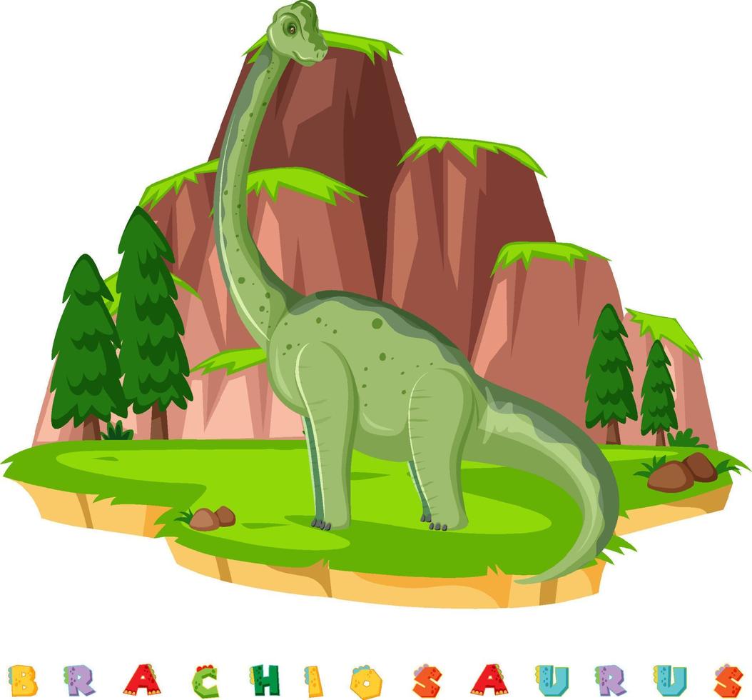 Dinosaur wordcard for brachiosaurus vector