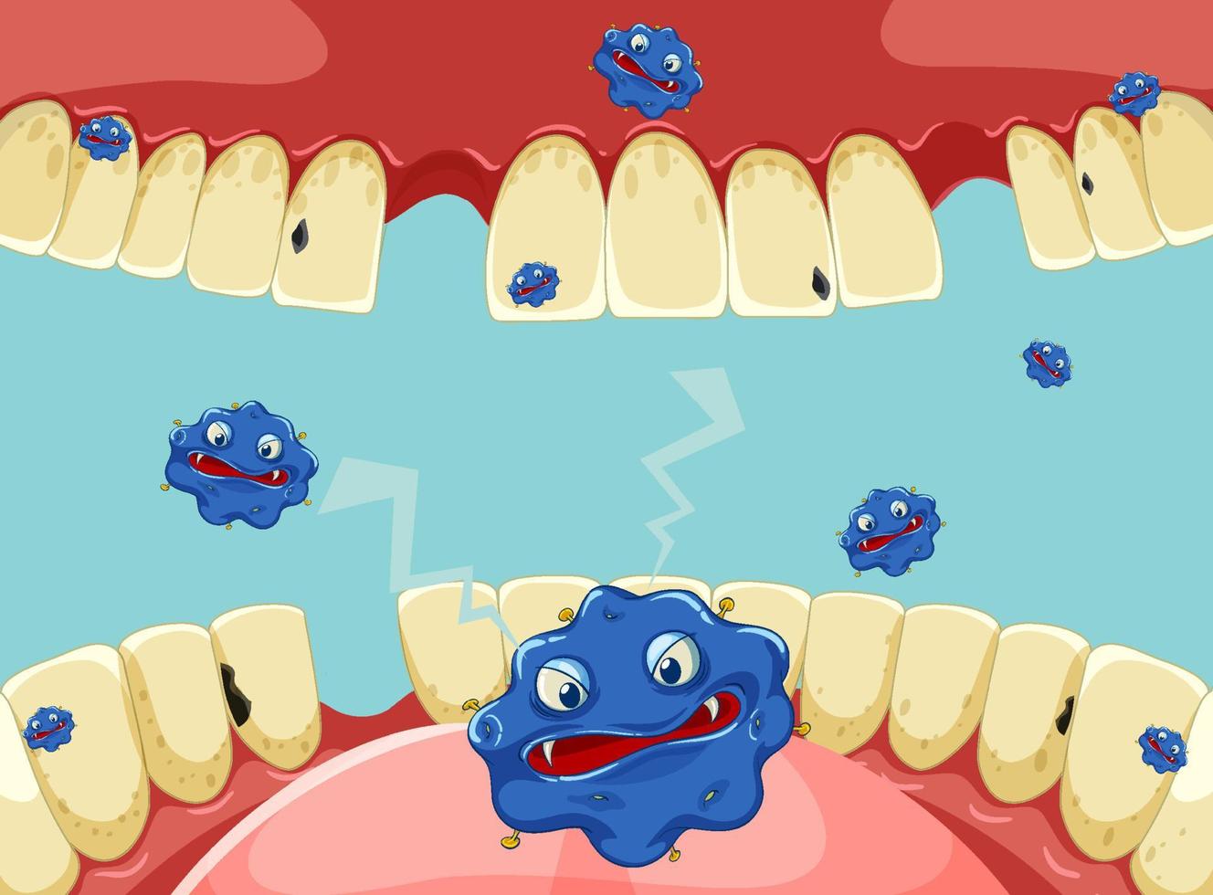 Bacteria inside human mouth vector